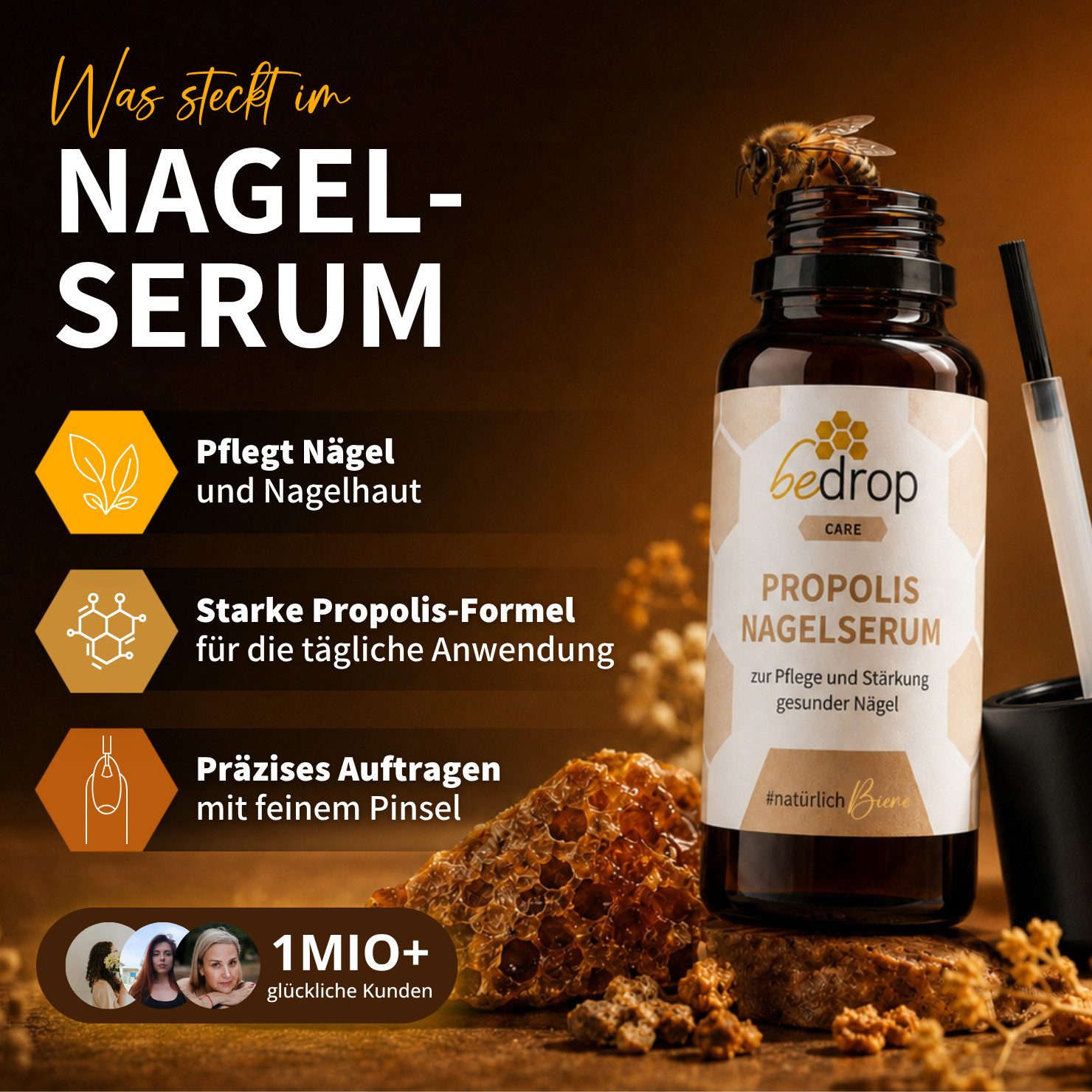 bedrop Nagelpflegeserum Nagelpflege mit hochdosiertem Propolis & 4 ätherischen Ölen, Zur Unterstützung bei Nagelpilz und Nagelpflege – Bild 2 von 5