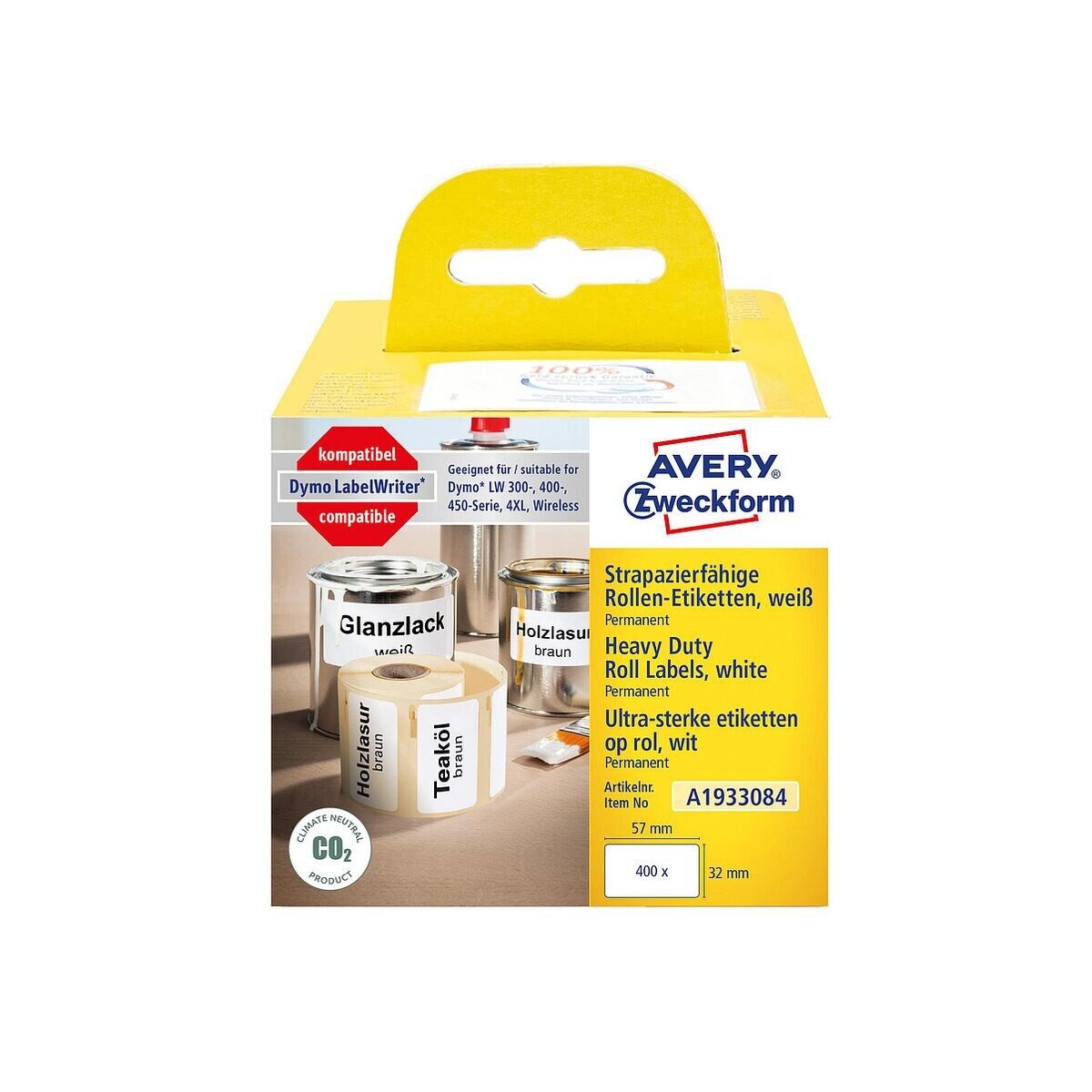 Avery Zweckform Thermorolle A1933084, entspricht DYMO® 1933084, 400 Rollenetiketten 32/57 mm