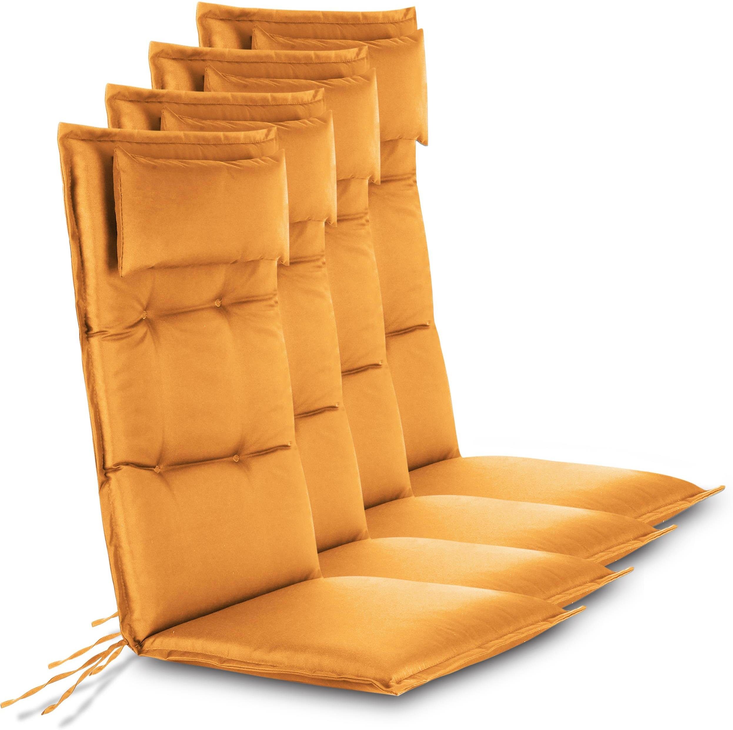 Aspero Hochlehnerauflage 4 Hochlehner Stuhlauflagen Sitzpolster, (Set), Wasserdicht