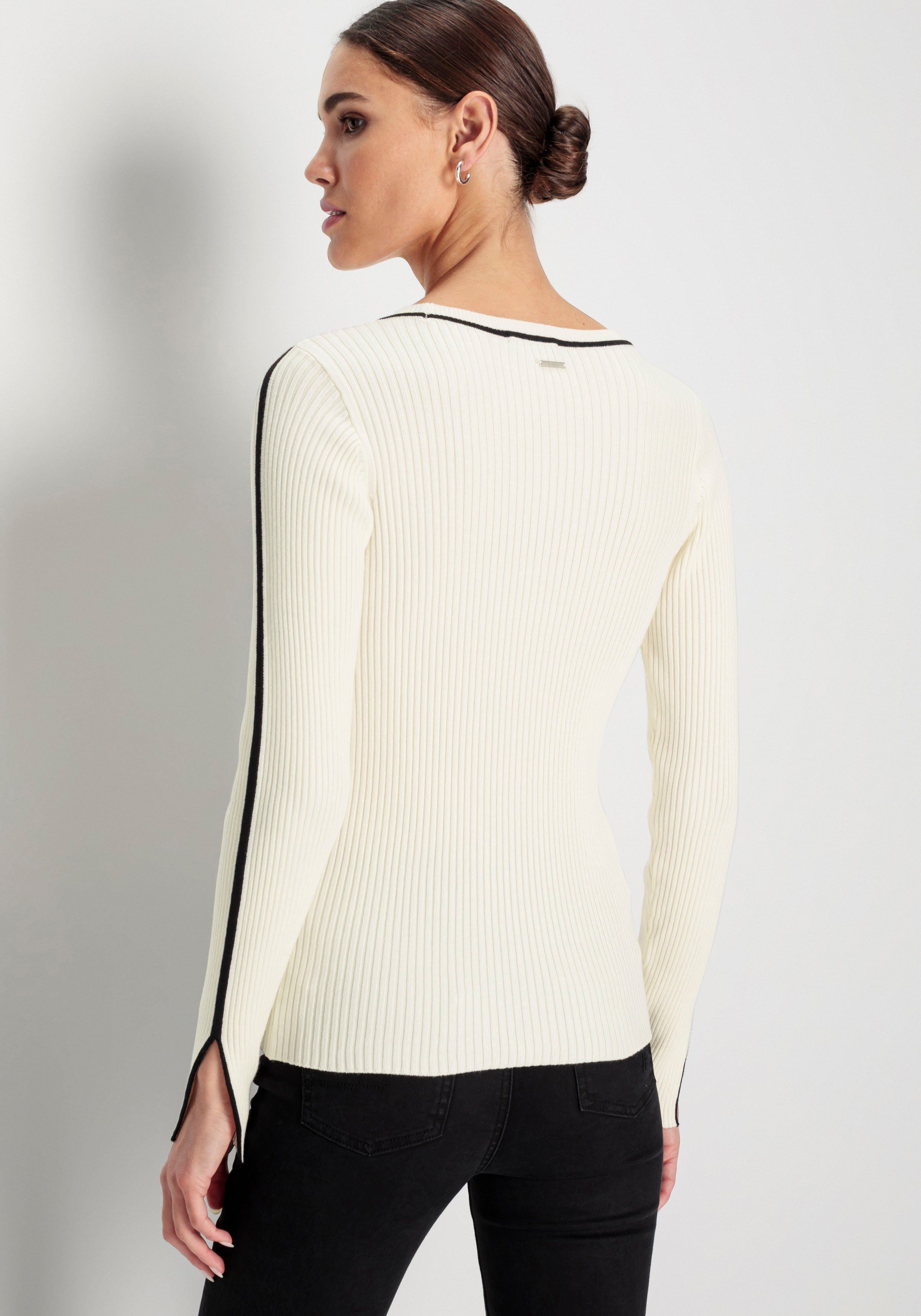 HECHTER PARIS Strickpullover mit Kontrastdetails