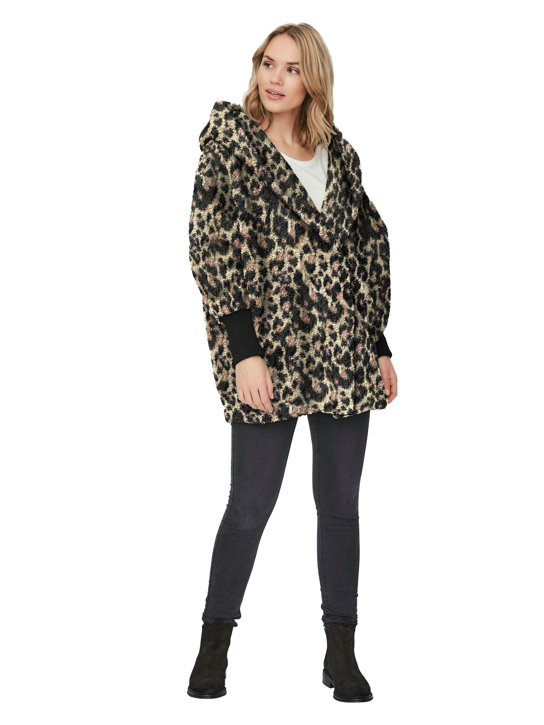 Noisy may Kurzmantel Stylisches Leopardenmuster mit Kapuze (1-tlg) NMCUDDLE günstig online kaufen