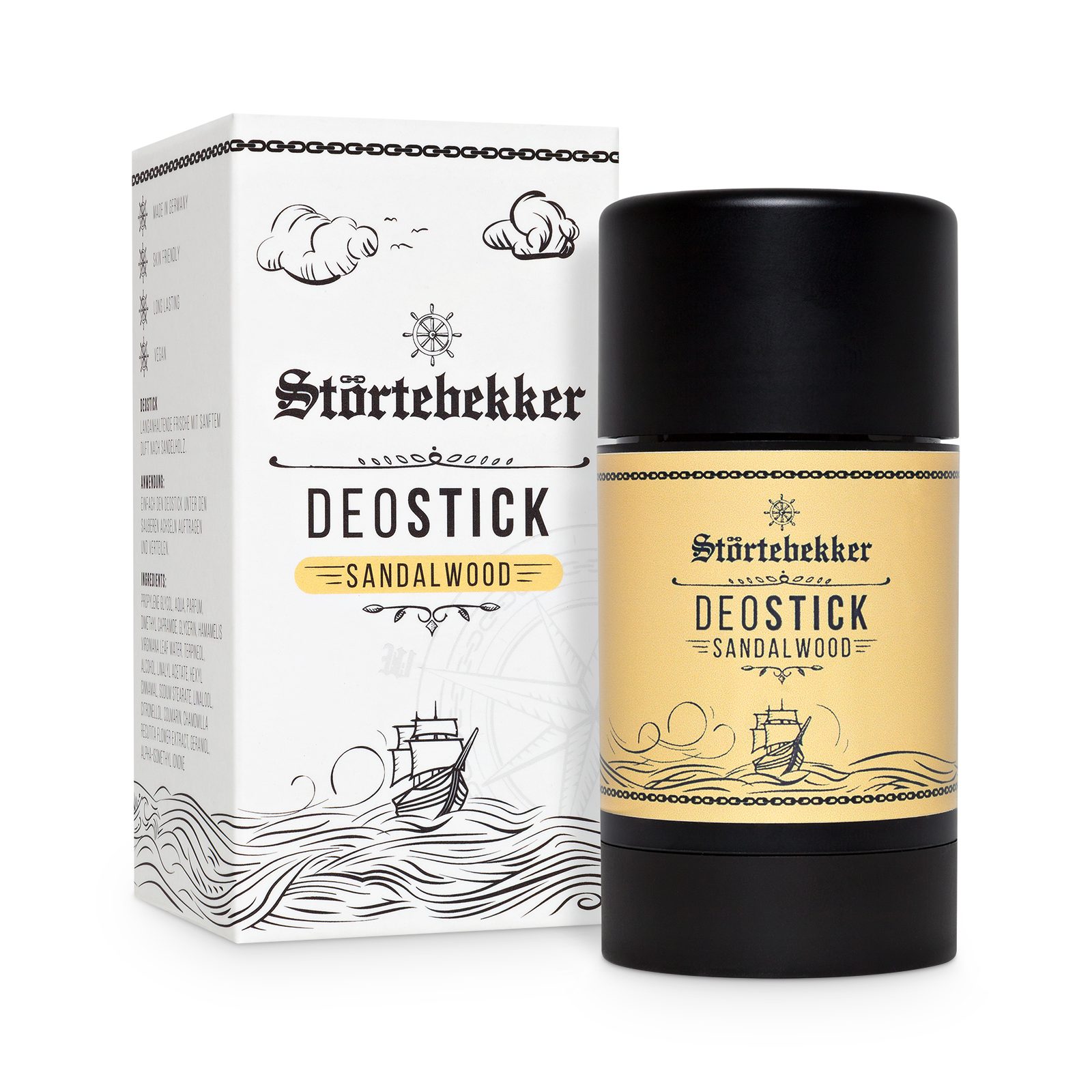 Störtebekker Deo-Stift Sandelholz - Deo Stick für langanhaltende Frische - Made in Germany, zuverlässiger Schutz, verleiht angenehm frische Sandelholz-Duftnote