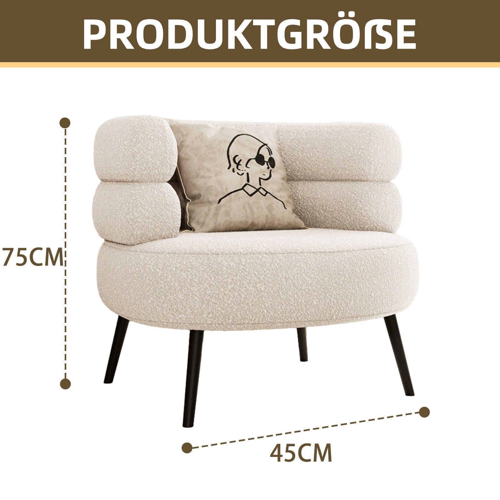 TWSOUL Relaxsessel Sessel gepolstert Sitzkissen, Bouclé-Stoff, günstig online kaufen