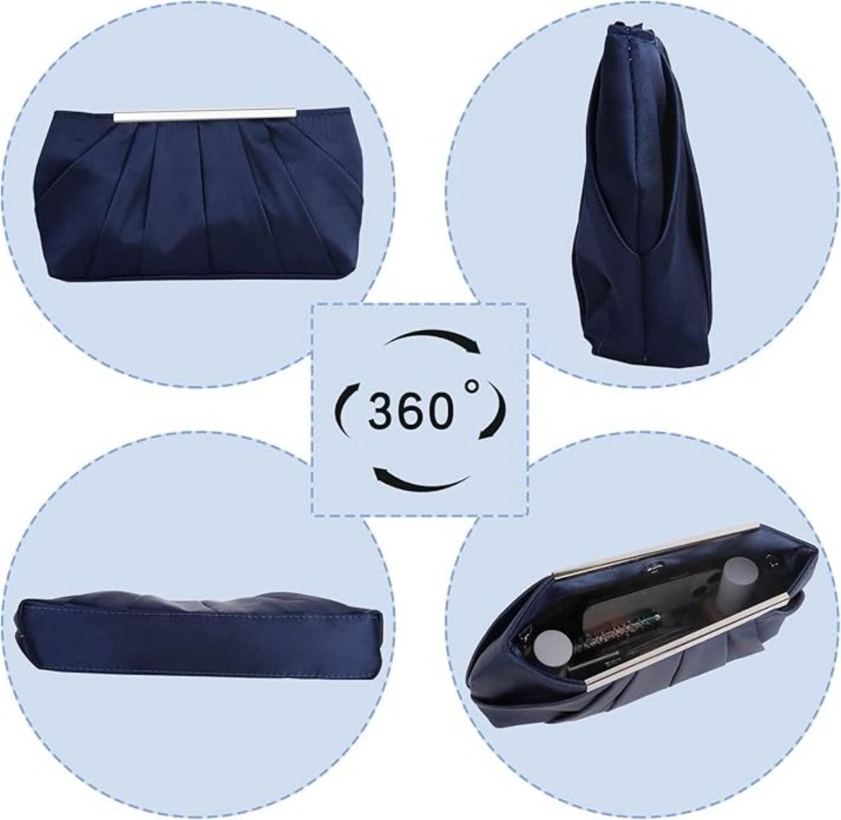 Coonoor Abendtasche Damen Satin Abendtasche Elegante Satin Plissee Abend Clutch – Bild 4 von 5