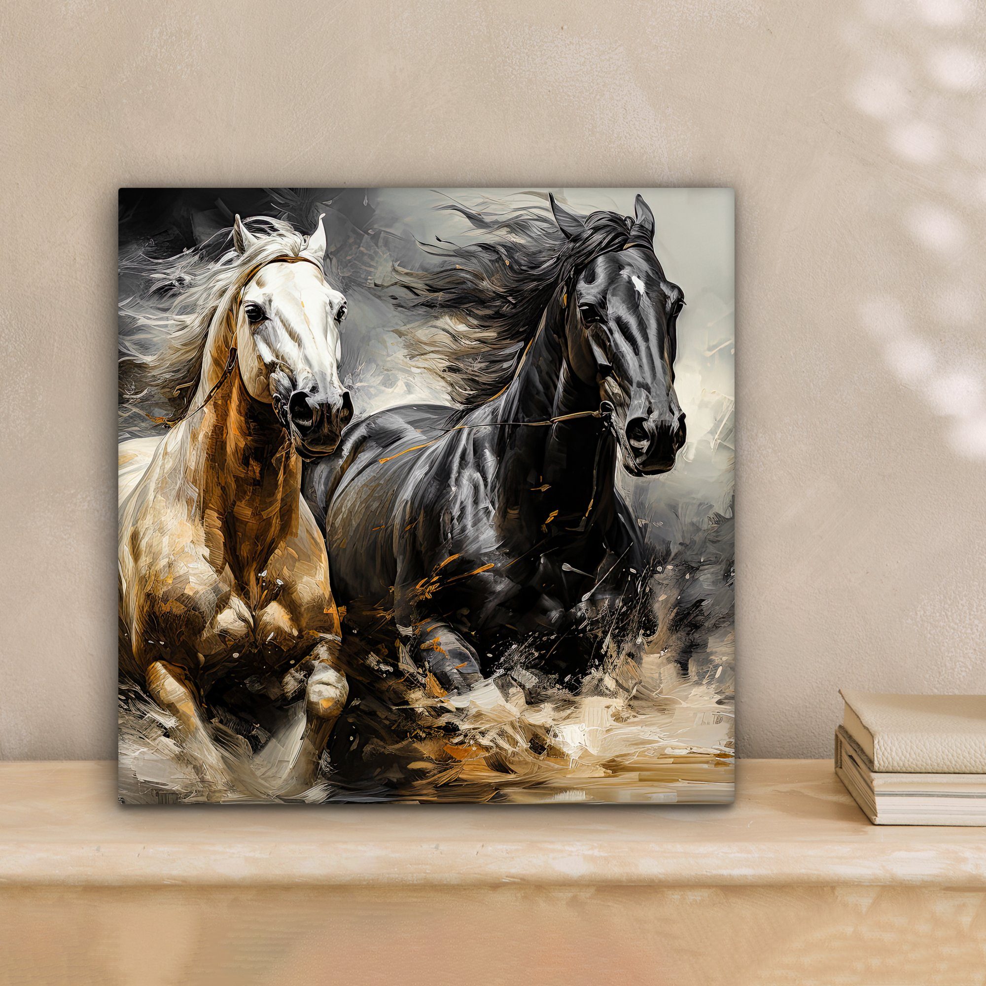 OneMillionCanvasses® Leinwandbild Pferde - Schwarz - Weiß - Tiere, Fotodruc günstig online kaufen