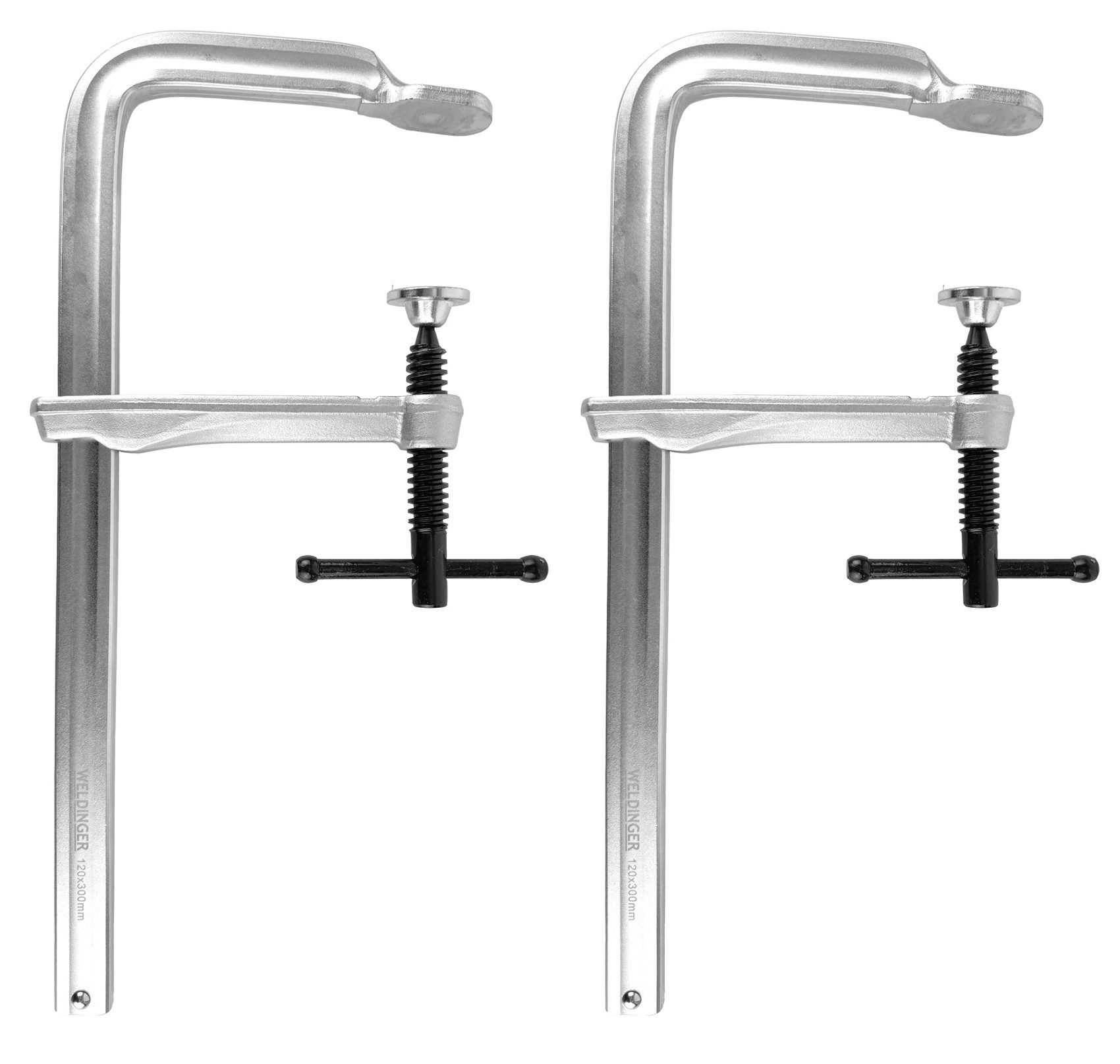 WELDINGER Schraubzwinge SET 2x WELDINGER Schlosser-Schraubzwinge Ganzstahl 120x300 mm, (Set, 2 St), 120 x 300 mm, Knebelgriff für große Spannkräfte