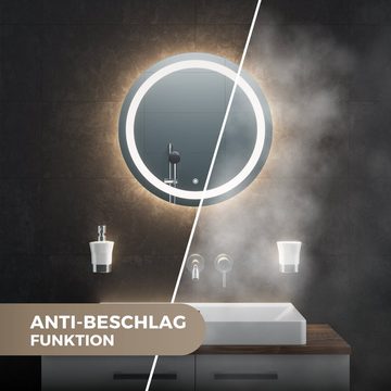 Bringer Badspiegel, Badezimmerspiegel Rund mit Anti-Beschlag und Speicherfunktion