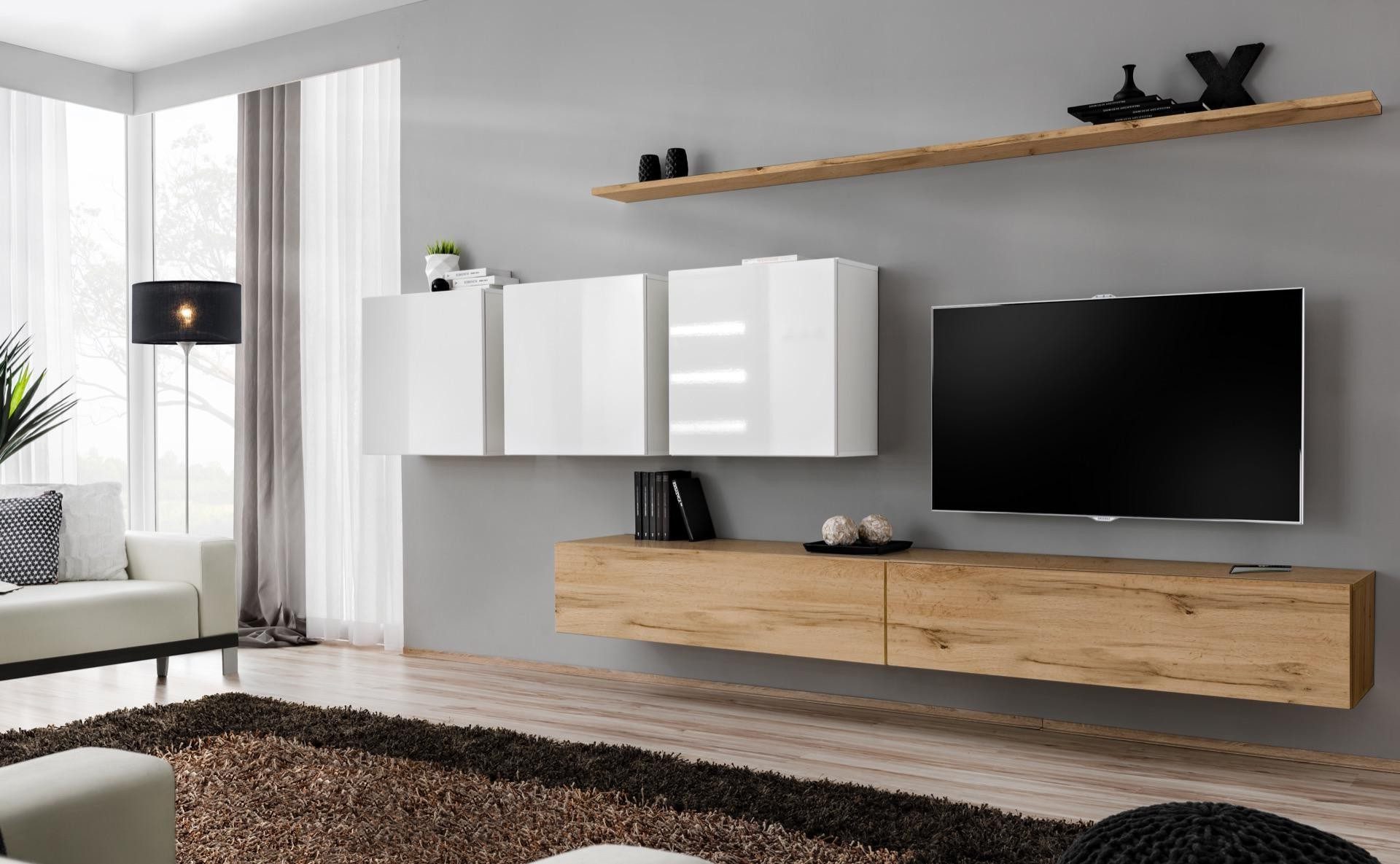 Xlmoebel Wohnwand Modernes TV-Ständer Set mit Sideboard und Wandregal Design, Made in Europa