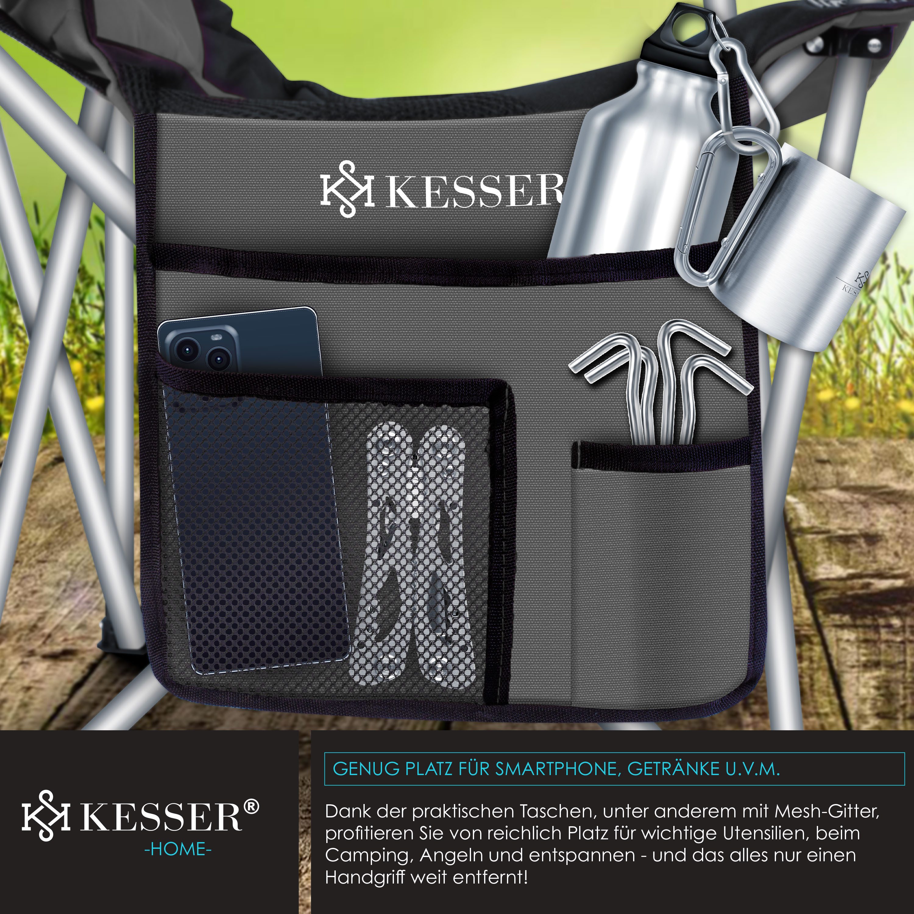 KESSER Campingstuhl, faltbarer Klappstuhl bis150kg belastbar Angelstuhl Faltstuhl