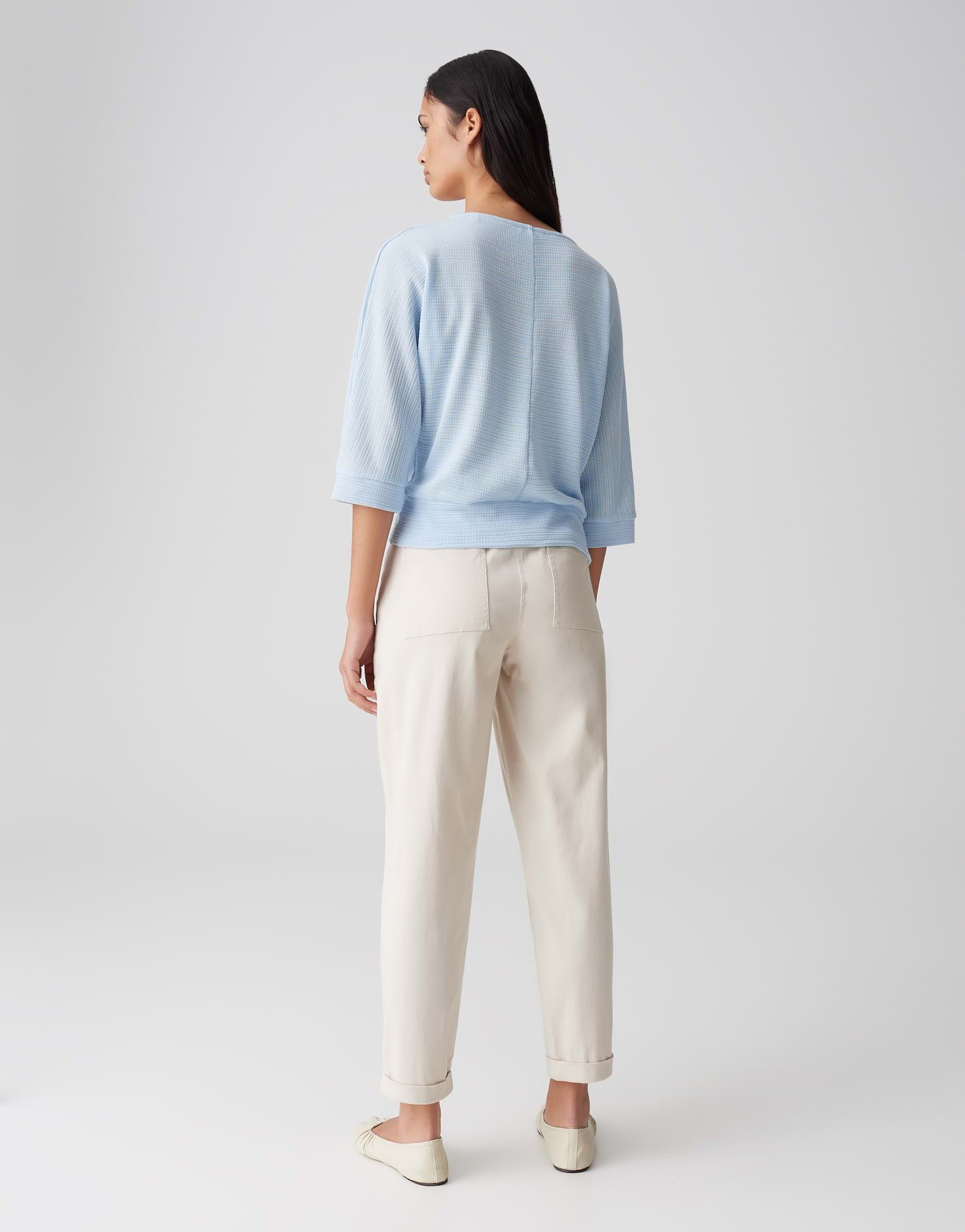 OPUS 3/4-Arm-Shirt SOLLIKA STRUCTURE Loose mit Fledermausärmeln