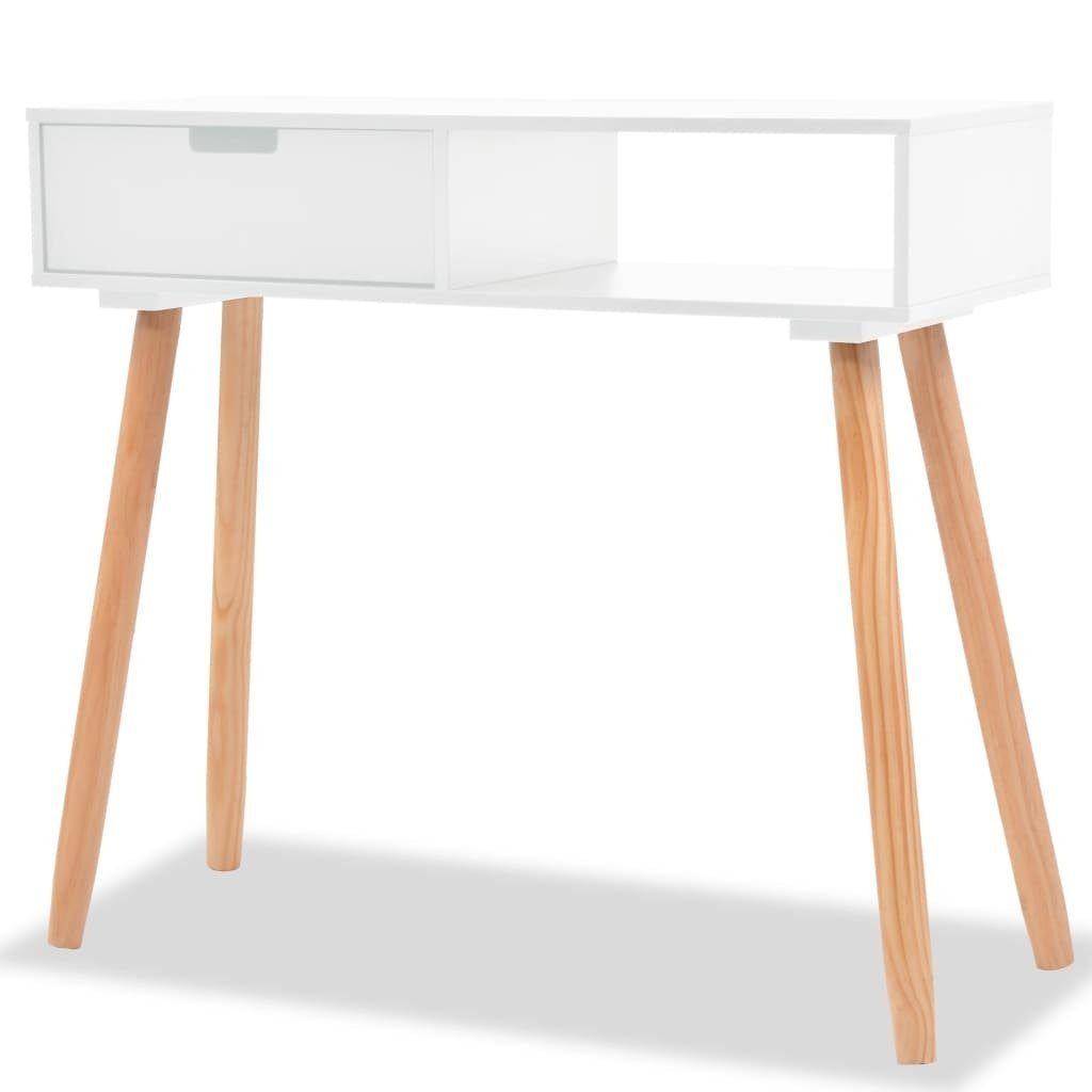 vidaXL Konsolentisch aus MDF, Beine aus Kiefer in Weiß und Braun (LxBxH: 80x30x72 cm)