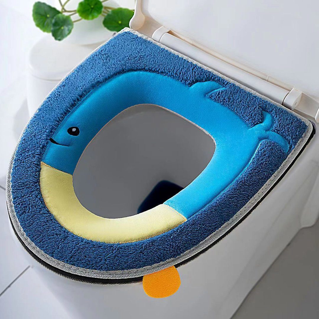 FIDDY WC-Sitz 2 pieces thickened toilet seat household winter warm, toilet seat cartoon toilet seat with handle, (37*43)