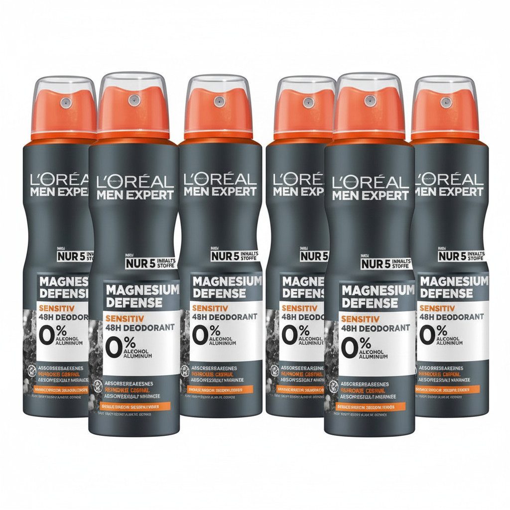 L'ORÉAL PARIS MEN EXPERT Deo-Spray Magnesium Defense, Packung, 6-tlg., mit hoher Zuverlässigkeit