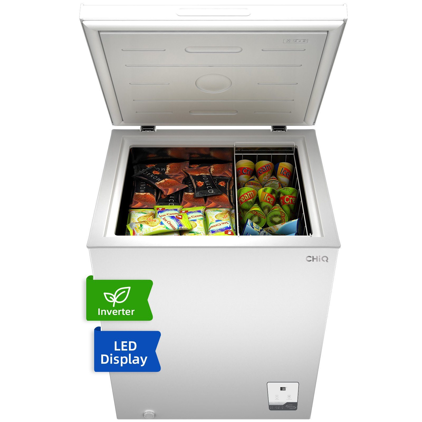 CHiQ Gefriertruhe FCF142DE, 64 cm breit, 142 l, Inverter-Gefrierschrank, Außentemperaturanzeige, -32 ℃