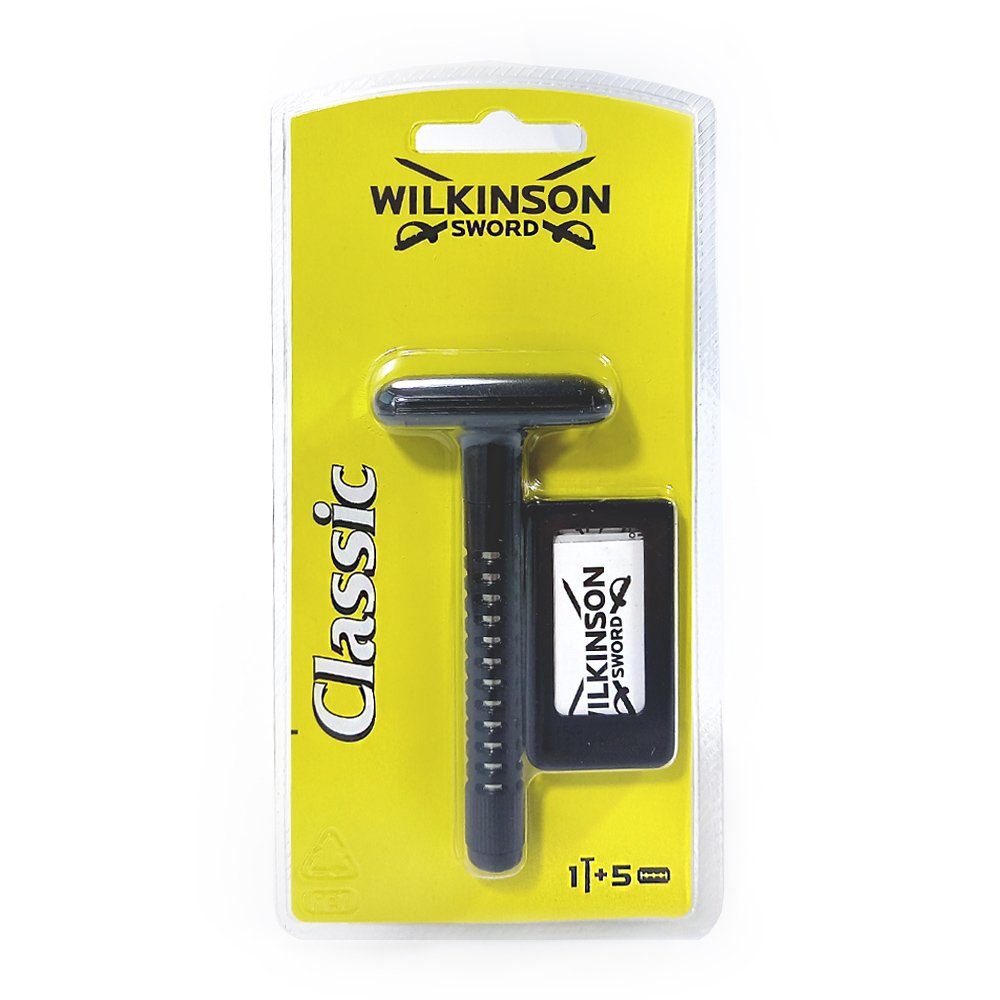 Wilkinson Rasierklingen Wilkinson Sword Classic Rasierhobel mit 5 Rasierklingen, 3-tlg., mit aufschäumenden Hautconditioner