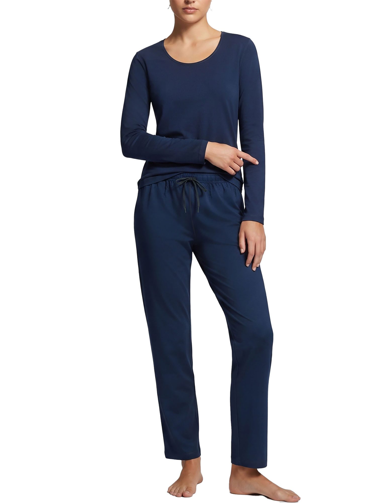 Ammann Pyjama Damen langarm Shirt, lange Hose Night & Relax (Packung, 1 tlg) Modal & Baumwolle, seidig weich, Nachtwäsche und Homewear Set