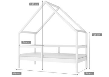 Domando Kinderbett Kinderbett Rieti in Weiß Matt, Breite 80cm, schickes Hausdesign, Rausfallschutz