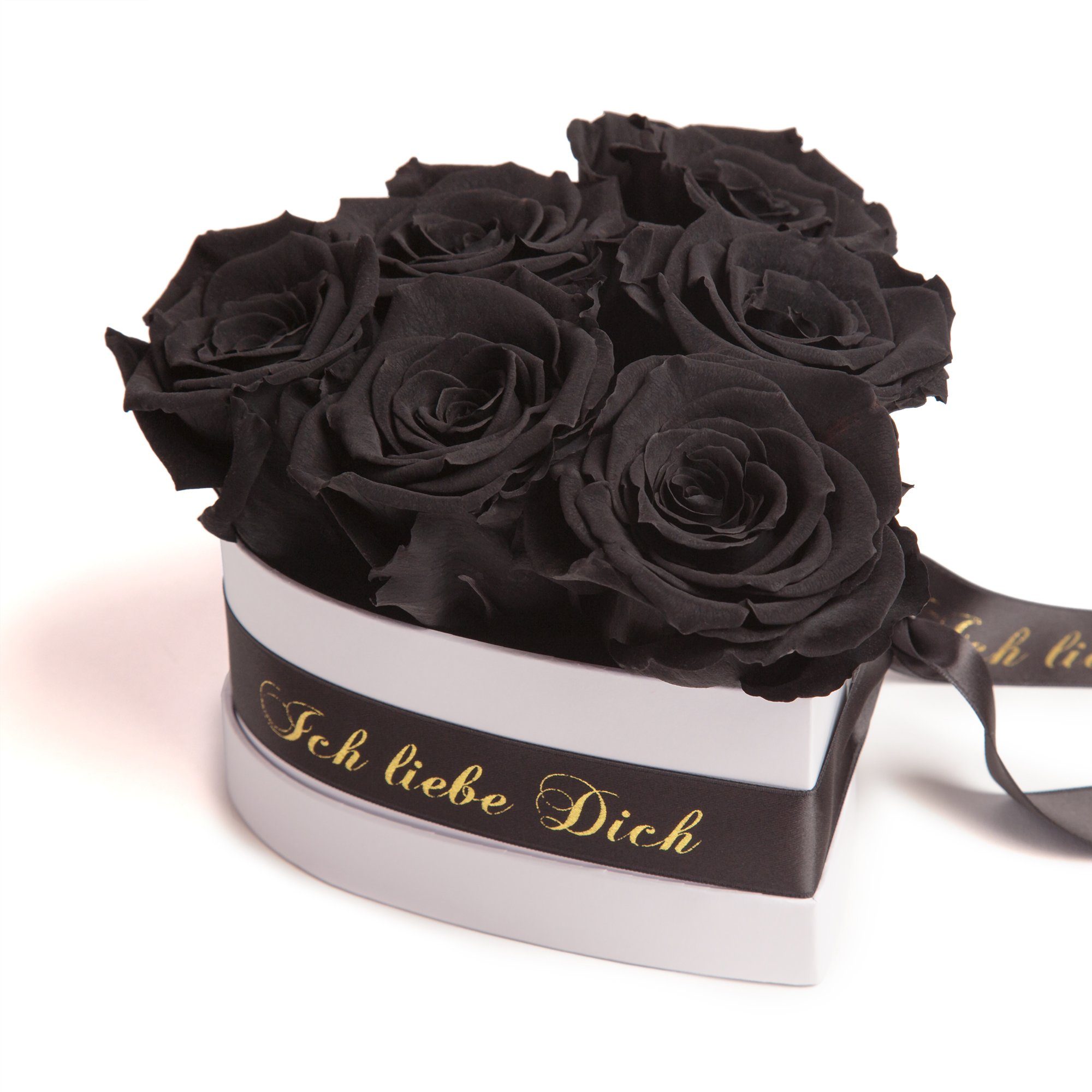 Kunstblume Infinity Rosen Box Herz 6 ewige Rosen Ich liebe Dich Geschenk Frau Rose, ROSEMARIE SCHULZ Heidelberg, Höhe 10 cm, Valentinstag Geschenk Frau Herz, Made in Germany