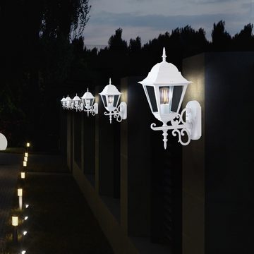 etc-shop Außen-Wandleuchte, Leuchtmittel inklusive, Warmweiß, 6er Set LED Wand Leuchten ALU Laternen Landhaus Stil Außen