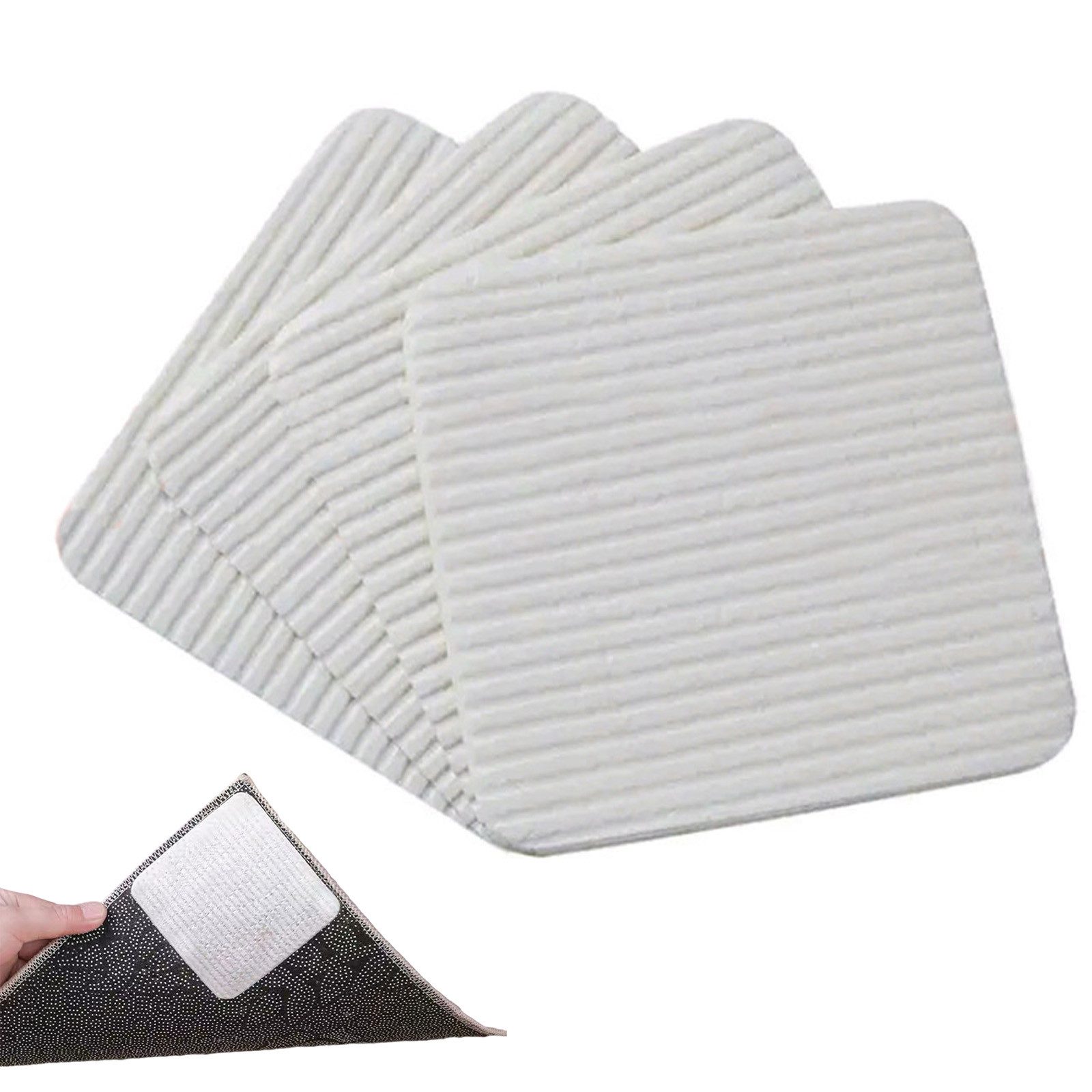 MODFU Antirutsch Teppichunterlage Antirutschunterlage Rutschmatte Anti Rutsch Matte, (4er Set 10x10cm zuschneidbar Teppich Greifer, 4-St., Universal Teppichstopper Rutsch Stop Teppich Unterlage), für Kinderzimmer Wohnzimmer Schlafzimmer Büros Boden usw