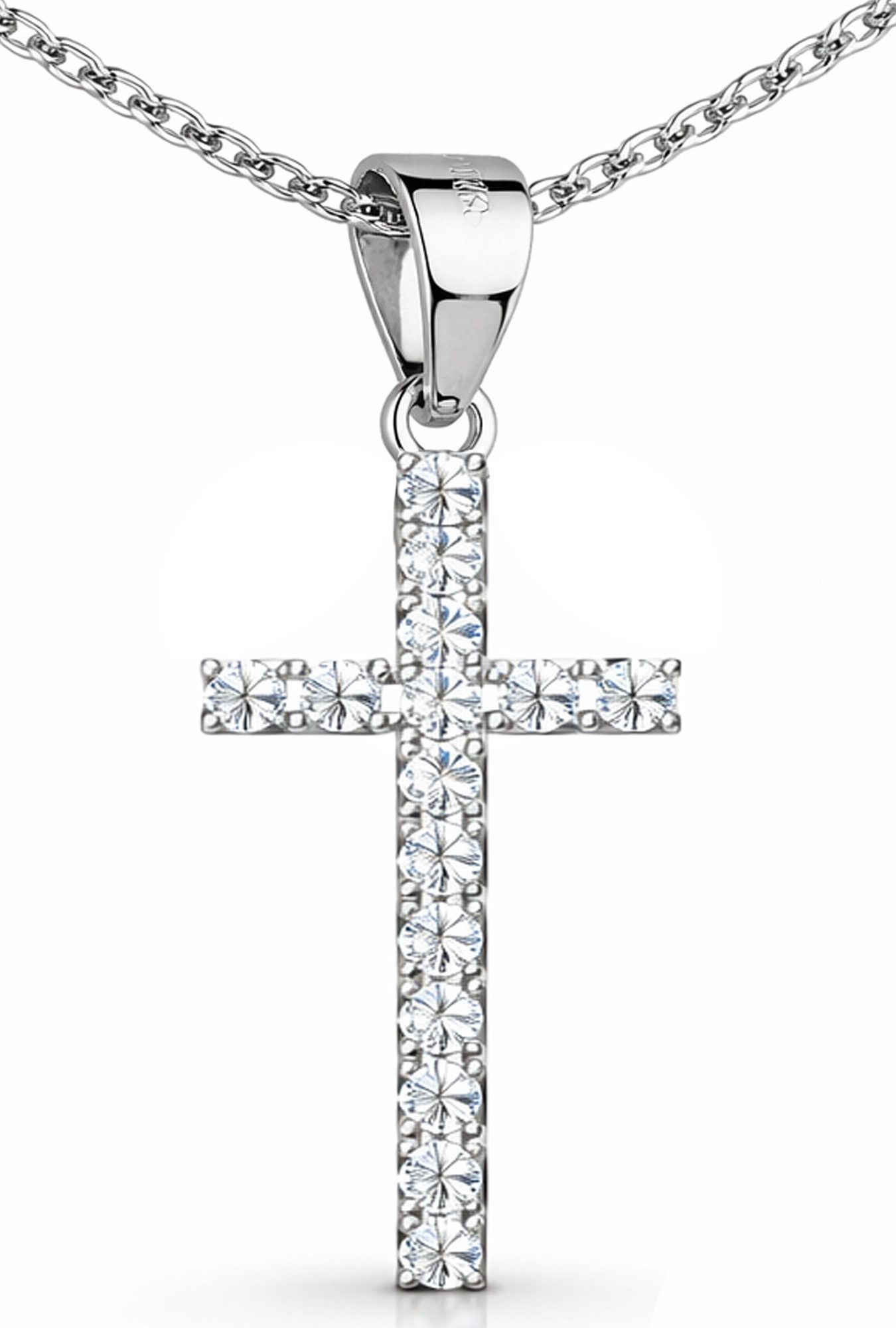 Limana Kreuzkette 925 Silber Halskette mit Kreuz Anhänger für Mädchen Damen Frauen (Schmuck inkl. Dose Geschenk für Geburtstag Weihnachten), Ostern Einschulung Nikolaus Muttertag Kommunion Konfirmation