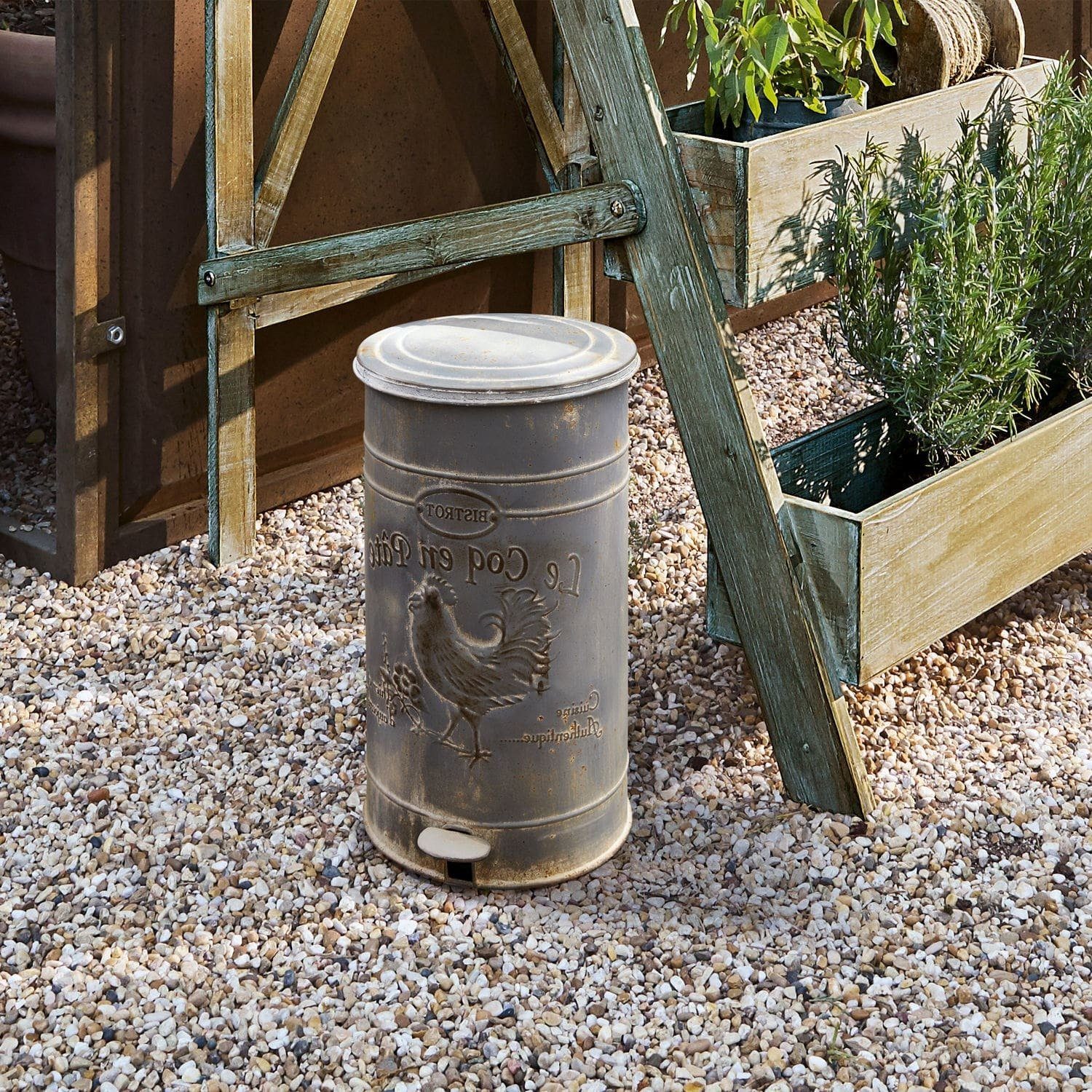 Mirabeau Gartenfigur Abfalleimer Gris antikgrau