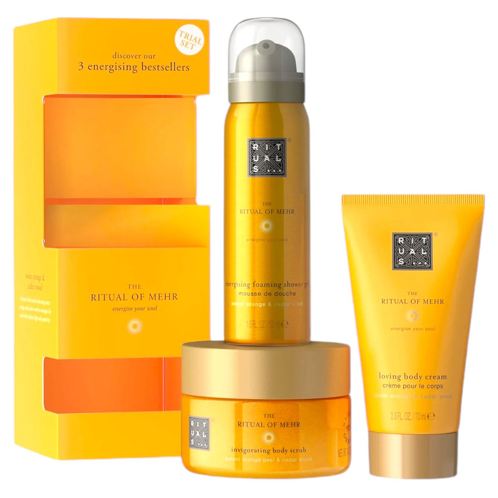 Rituals Pflege-Geschenkset The Ritual of Mehr 3-teiliges Beauty-Set, Erfrischende Duftkomposition aus Zedernholz und süßer Orange