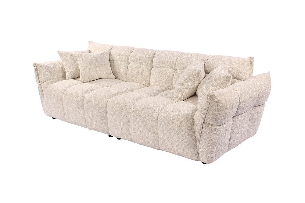 riess-ambiente 3-Sitzer CLOUD 260cm beige - Bouclé, XXL Couch, inkl. 4 Kissen, Nosagefederung, Einzelartikel 1 Teile, Bigsofa im Modern Design - ideal für Wohn- und Esszimmer oder TV-Ecke