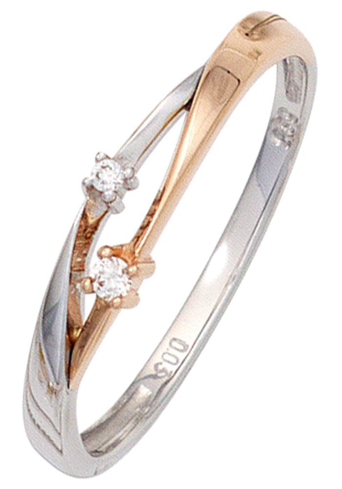 JOBO Diamantring, 585 Gold bicolor mit 2...