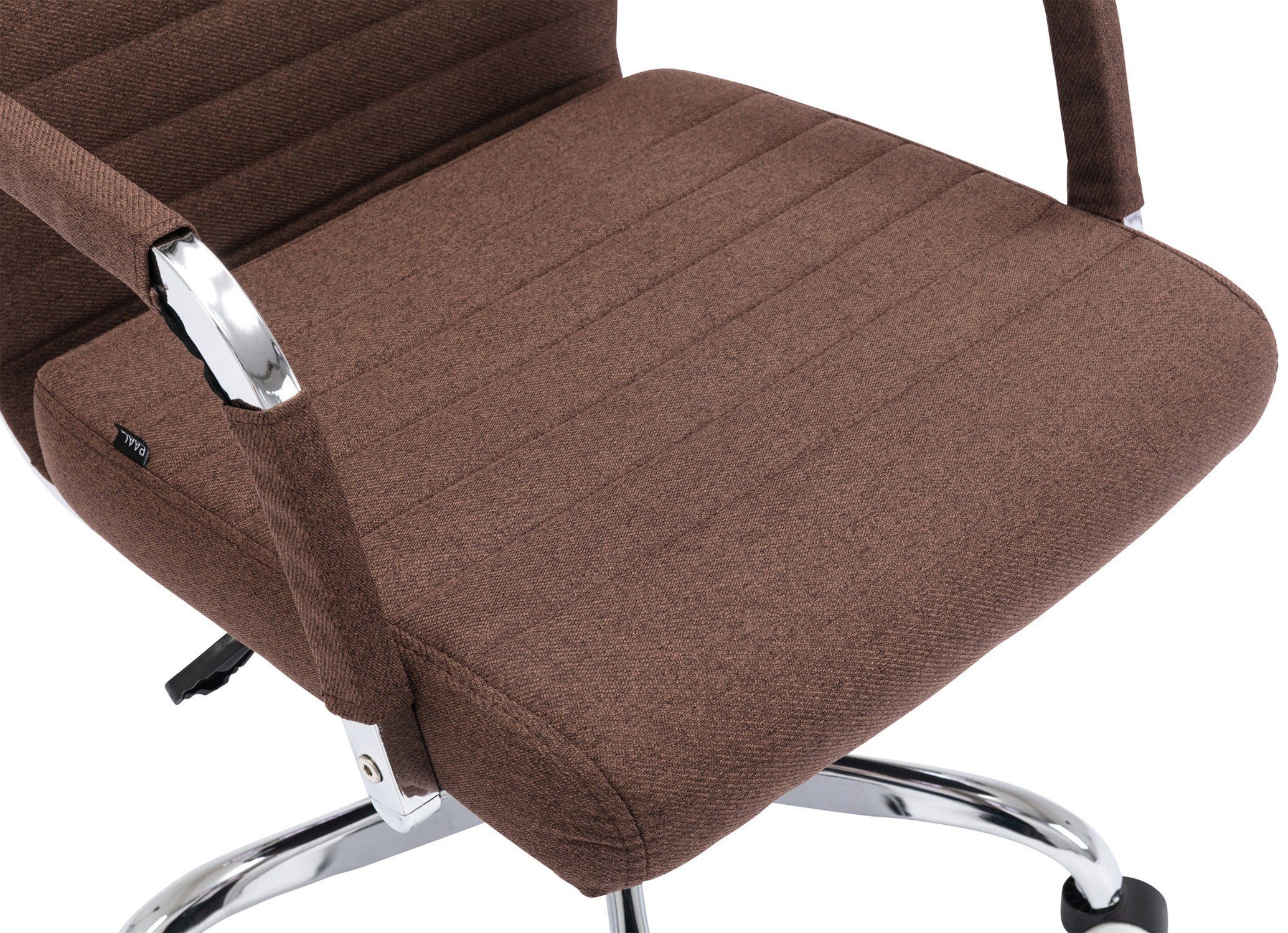 braun chrom (Schreibtischstuhl, Chefsessel, und TPFLiving Gestell: Sitzfläche: Drehstuhl, höhenverstellbar Metall bequemer Amadeus Bürostuhl - drehbar 360° XXL), Rückenlehne - Stoff mit Bürostuhl