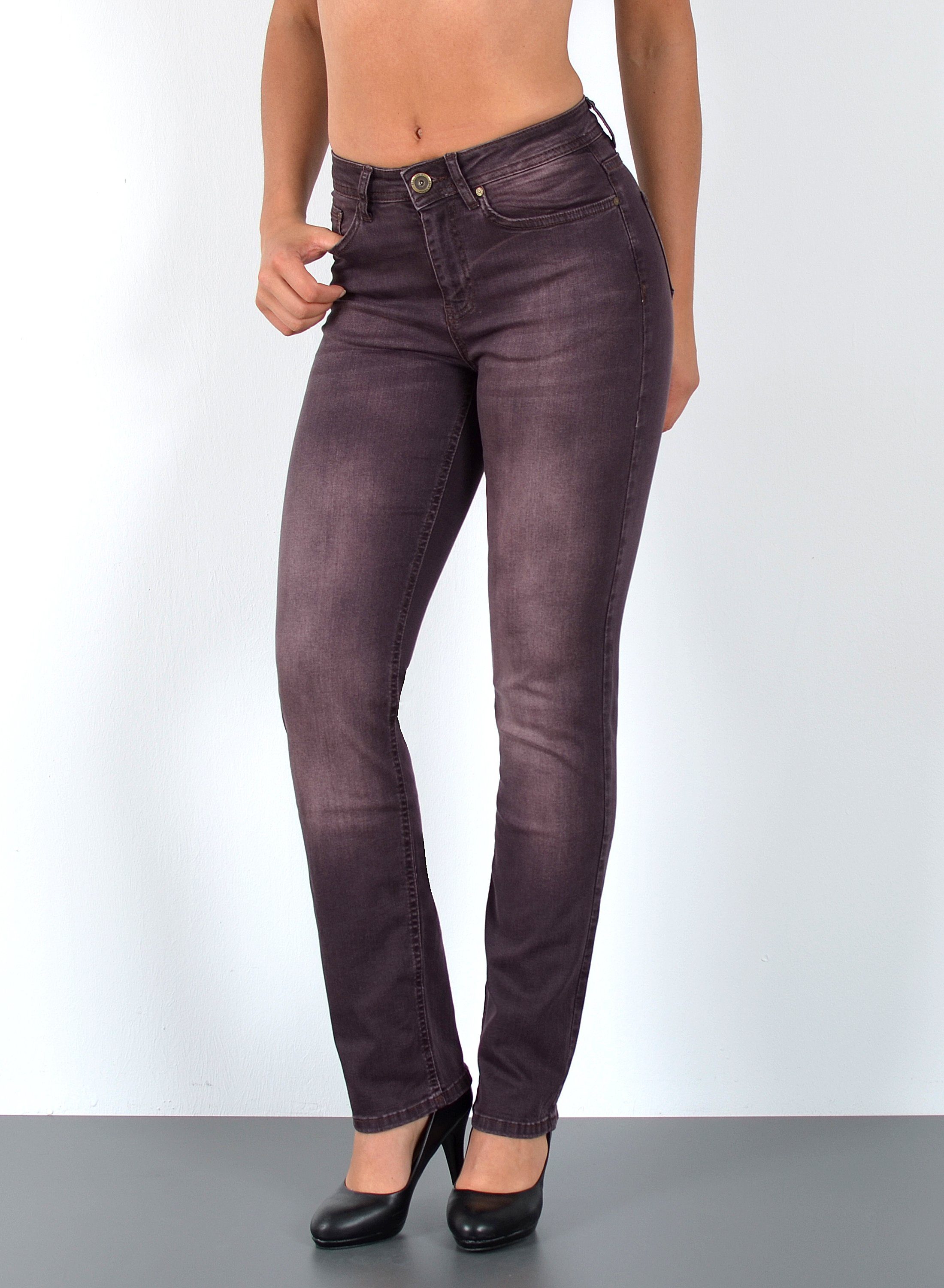 ESRA Straight-Jeans Premium High Waist Jeans Damen Straight Leg Hosen Stretch-Jeans G8 Straight Leg Damen Jeans High Waist Hose Stretch Regular Jeanshose