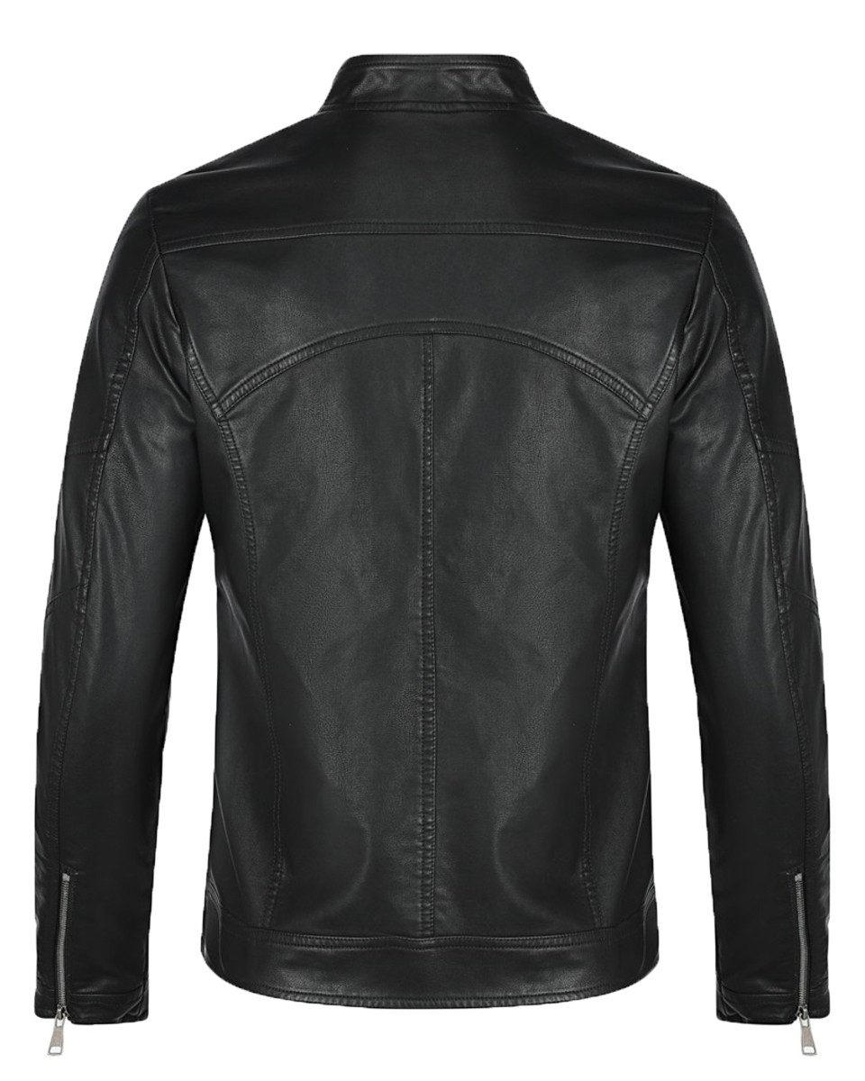 Allthemen Lederjacke Herren Bikerjacke mit Stehkragen günstig online kaufen