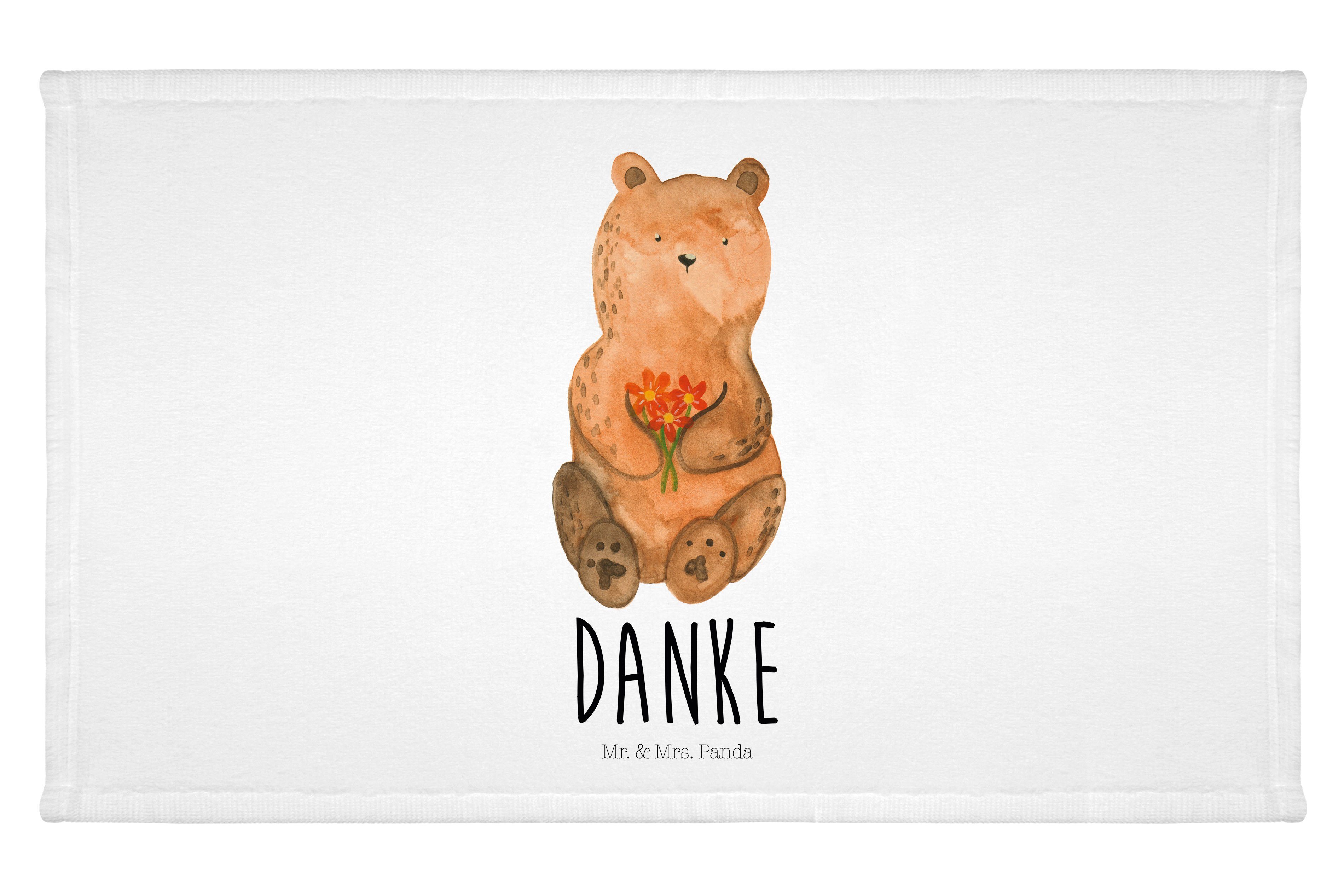 Teddybär, - Mr. & (1-St) Reisehandtuch, Handtuch Weiß - Sport Handtuch, Geschenk, Panda D, Mrs. Dankbär