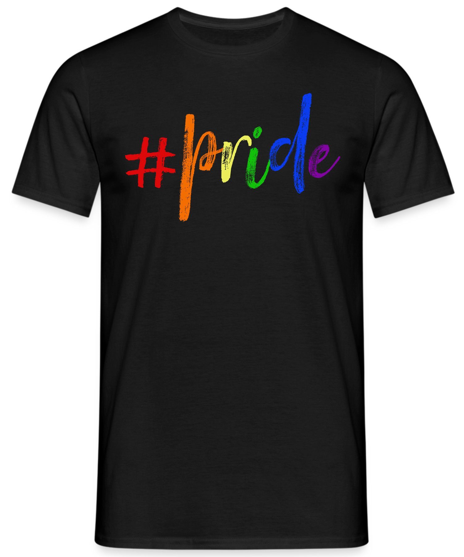 Quattro Formatee Kurzarmshirt #pride - Stolz T-Shirt LGBT Gay Schwarz (1-tlg) Pride Regenbogen Herren