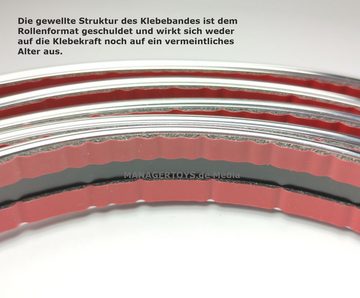 IWH Zierleisten-Aufkleber Chrom Zierleiste 3 m lang 32 mm breit wetterfest UV-resistent