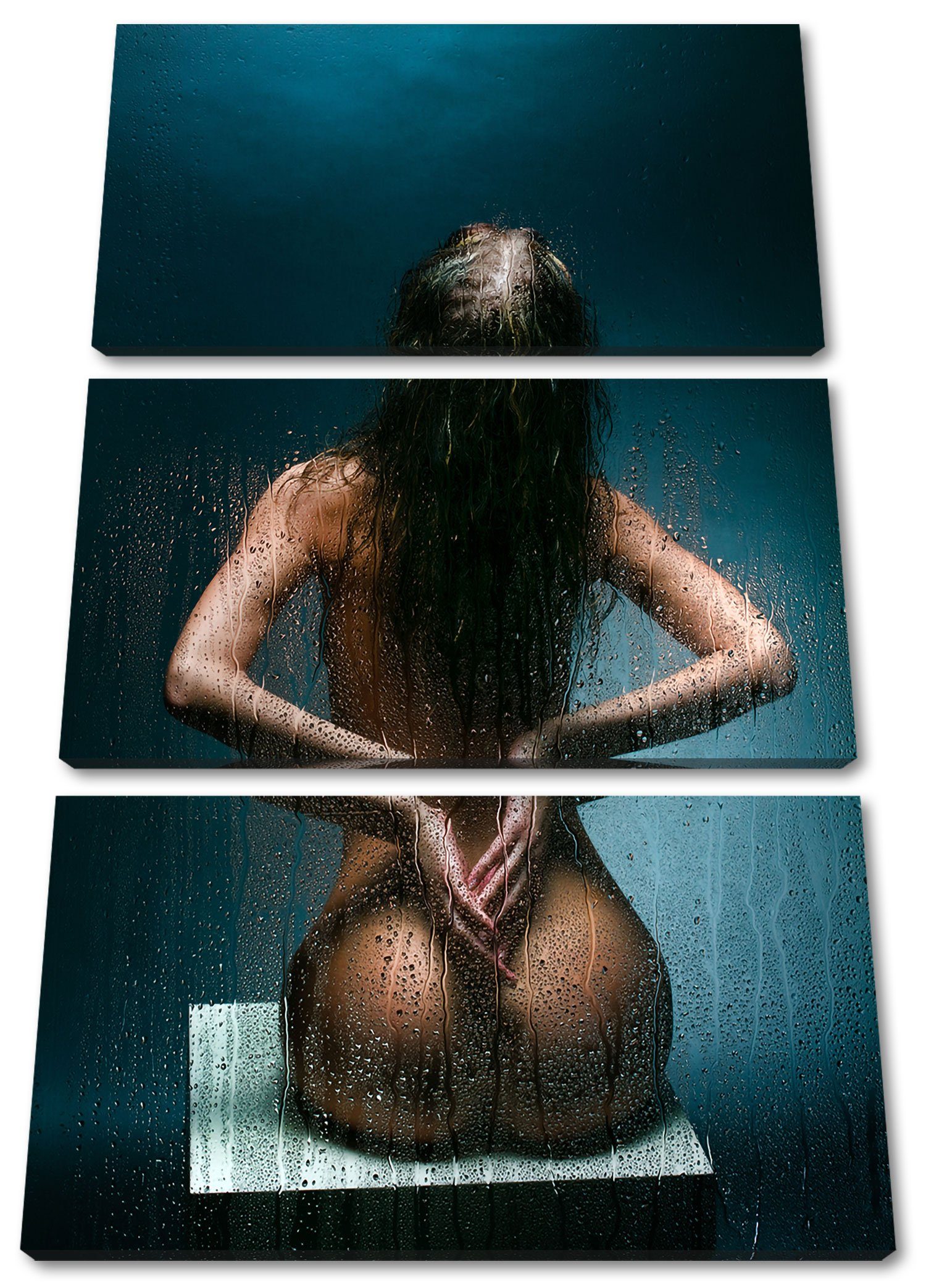Pixxprint Leinwandbild Nackte Frau, Nackte Frau 3Teiler (120x80cm) (1 St), Leinwandbild fertig bespannt, inkl. Zackenaufhänger