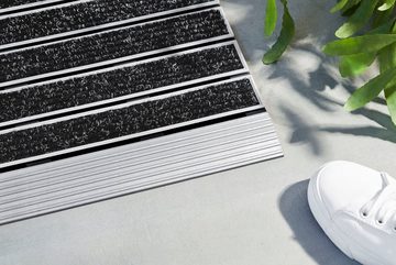 Fußmatte ProfileClean, Home2Fashion, rechteckig, Höhe: 12 mm, Schmutzfangmatte, edle Aluminiumoptik, robust & strapazierfähig