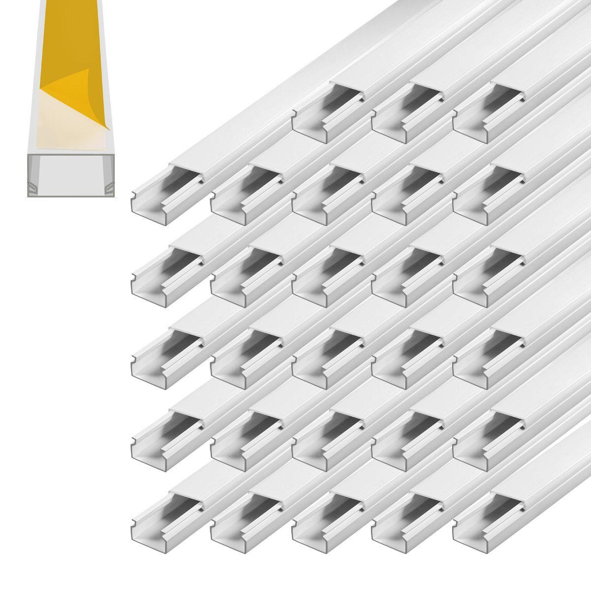 Kabelkanal selbstklebend 15 x 10 x 1000 mm Wand und Decken Montage Kabel Installationskanal (28-St)