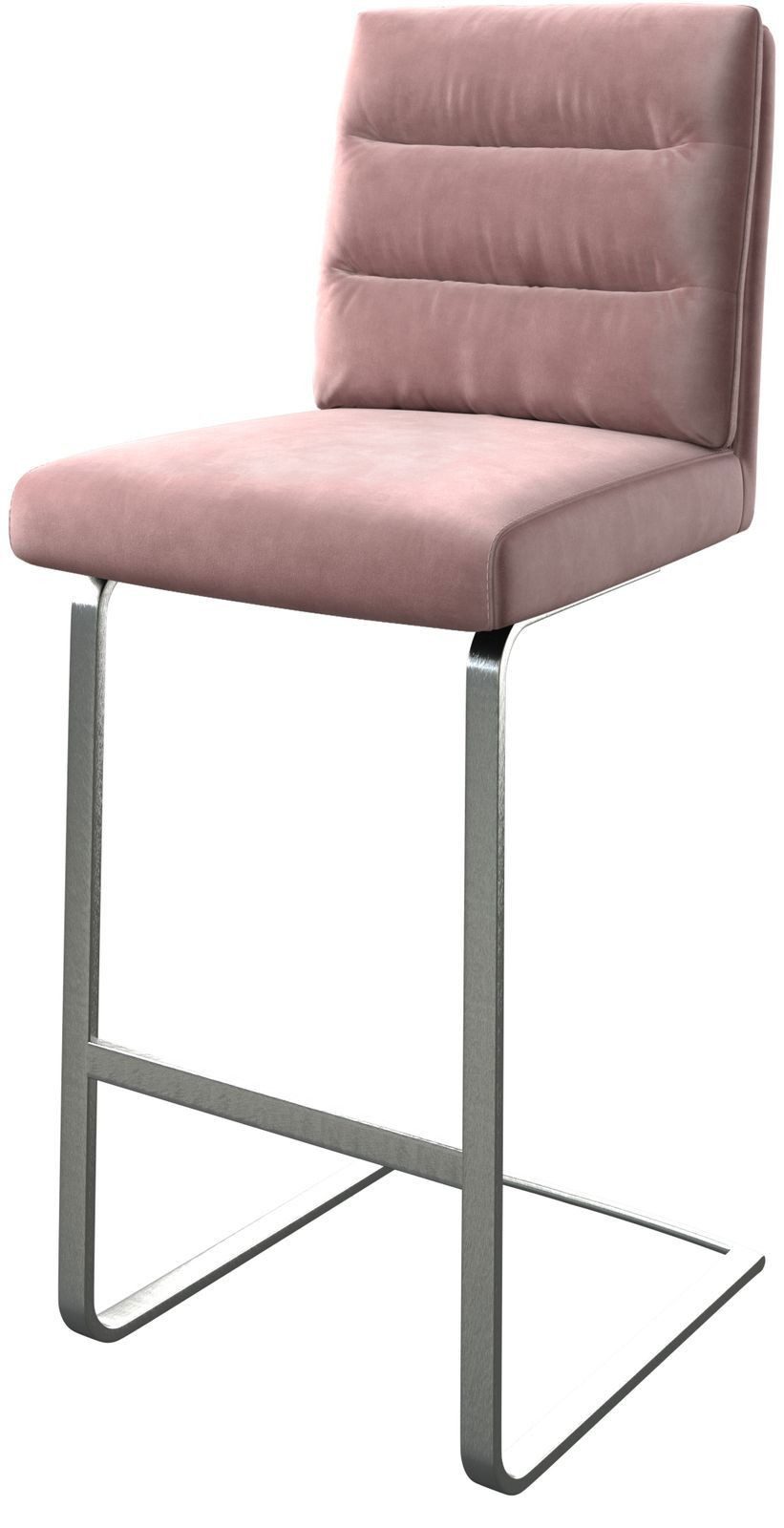 DELIFE Barhocker Pela-Flex, Freischwinger flach Edelstahl Samt Rosé