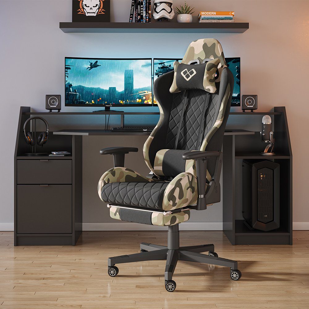 Vicco Gaming-Stuhl »Gaming Stuhl Racing Stuhl Drehstuhl Alpha Bürostuhl  Fußstütze Camouflage« online kaufen | OTTO