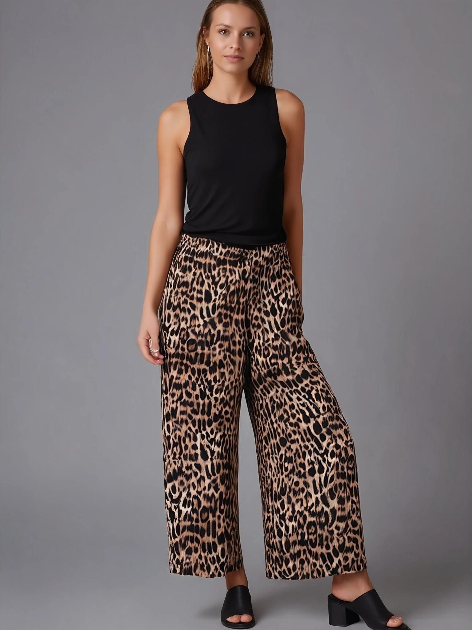 malito more than fashion Palazzohose Palazzohose Animal-Print / Unifarben 2306 lockere Animal Print Sommerhose