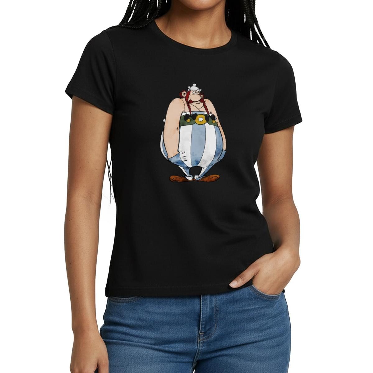 Spreadshirt T-Shirt Asterix & Obelix Bockig Frauen T-Shirt (1-tlg) Slim Fit, fällt klein aus