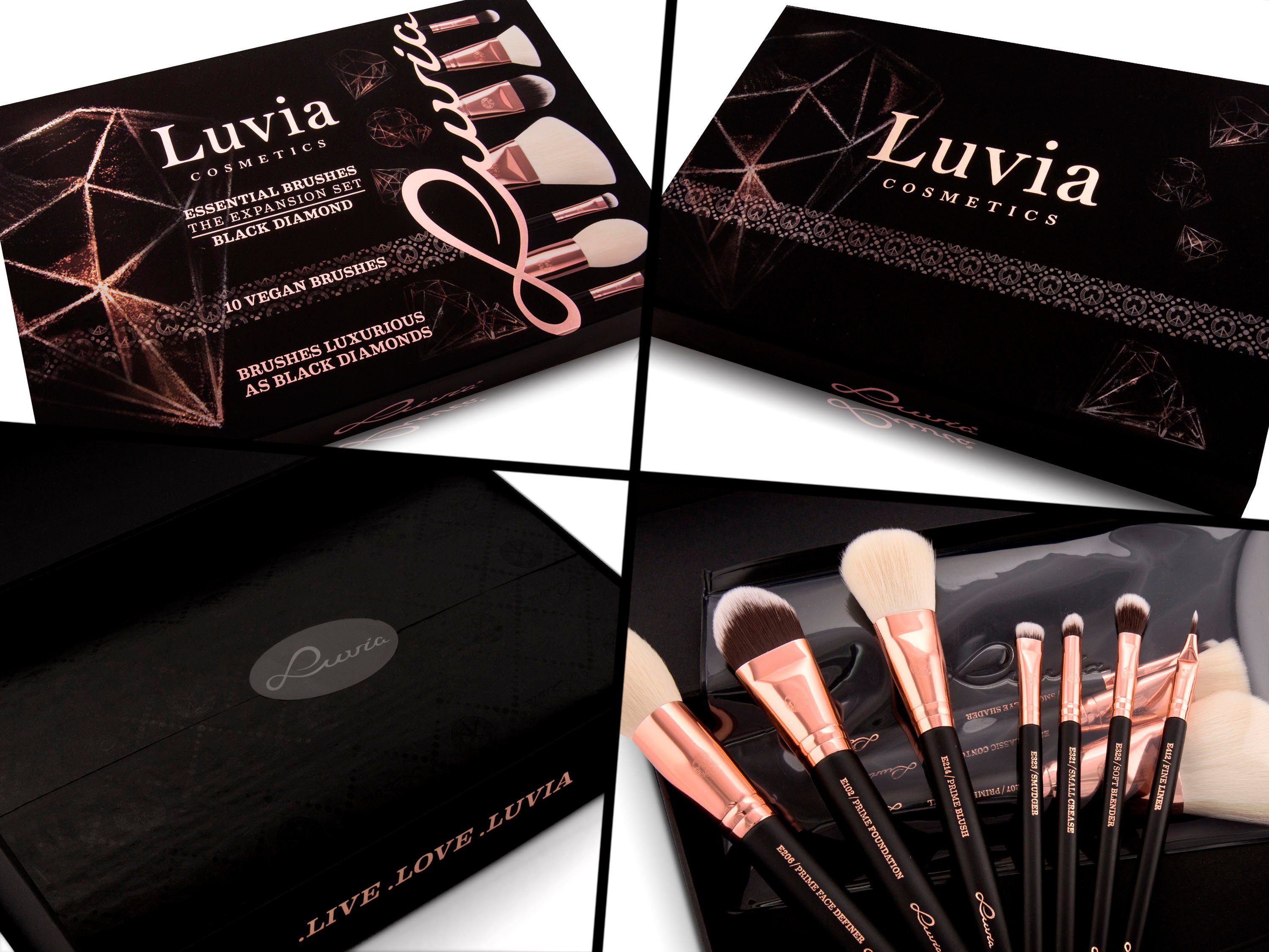 Luvia Cosmetics Kosmetikpinsel-Set 10 weiß Diamond, tlg. Expansion - Black Set