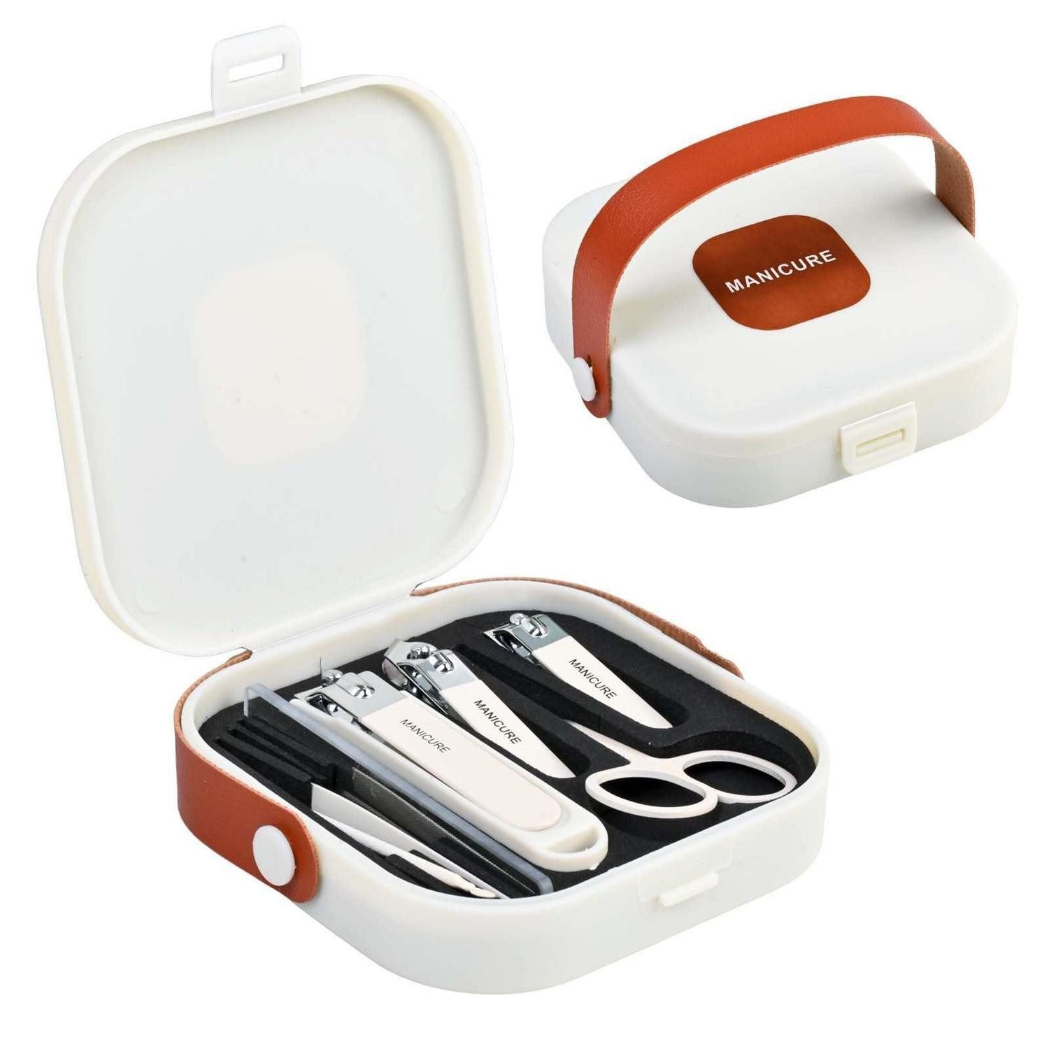 LuxusKollektion Nagelknipser-Set Maniküre-Set 8-teilig cremeweiß Reiseetui
