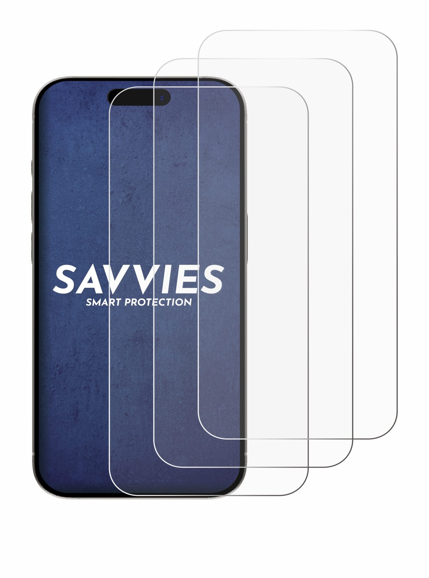Savvies Displayschutzfolie Schutzfolie für Apple iPhone 15, 6 Stück, Displayschutz Schutz Folie Klar Transparent