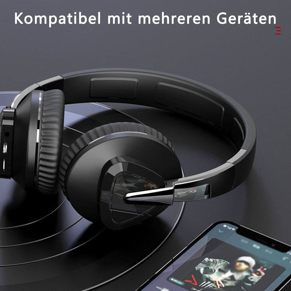 Over-Ear-Kopfhörer Wiedergabeoptionen) mehrere Bluetooth Akkulaufzeit Akkulaufzeit, lange Schwarz HIFI-Klangqualität, Dekorative Kabellose (Geräuschunterdrückung, Kopfhörer, lange