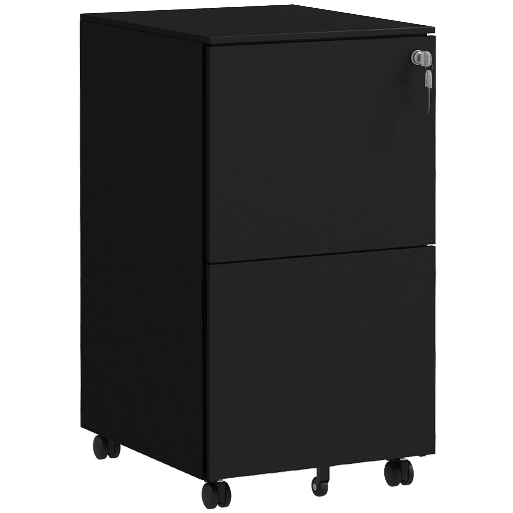 Vinsetto Rollcontainer Aktenschrank mit 2 Schubladen Druckschrank mit Rollen, (Büroschrank, 1 St., Bürocontainer), für A4 Akten, Dokumente, Stahl, 37 x 43,5 x 67,5 cm