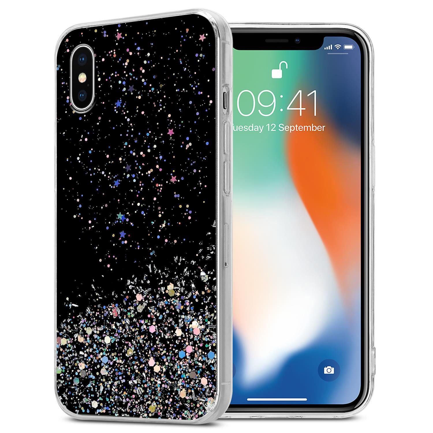 Cadorabo Handyhülle für iPhone XS MAX Hülle Apple iPhone XS MAX, Flexible TPU Silikon Handy Schutzhülle - Hülle - mit Glitzer
