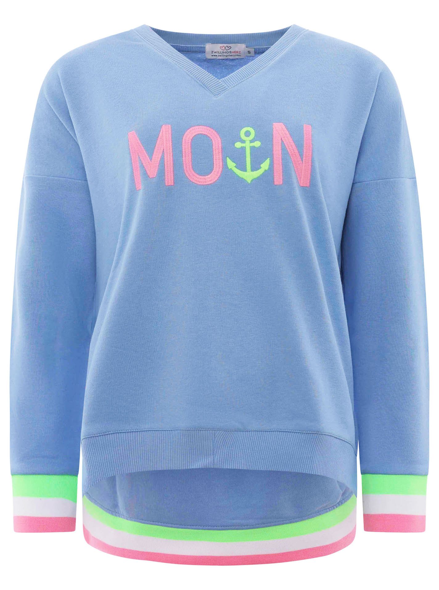 Zwillingsherz Sweatshirt V-Neck "MoinZH" günstig online kaufen