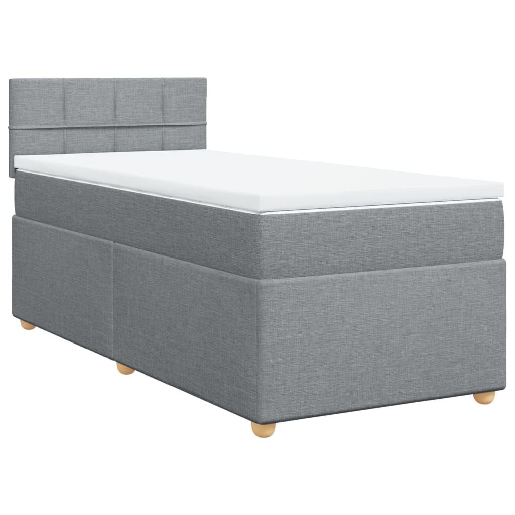 Bett Boxspringbett mit Matratze Hellgrau 90x200 cm Stoff